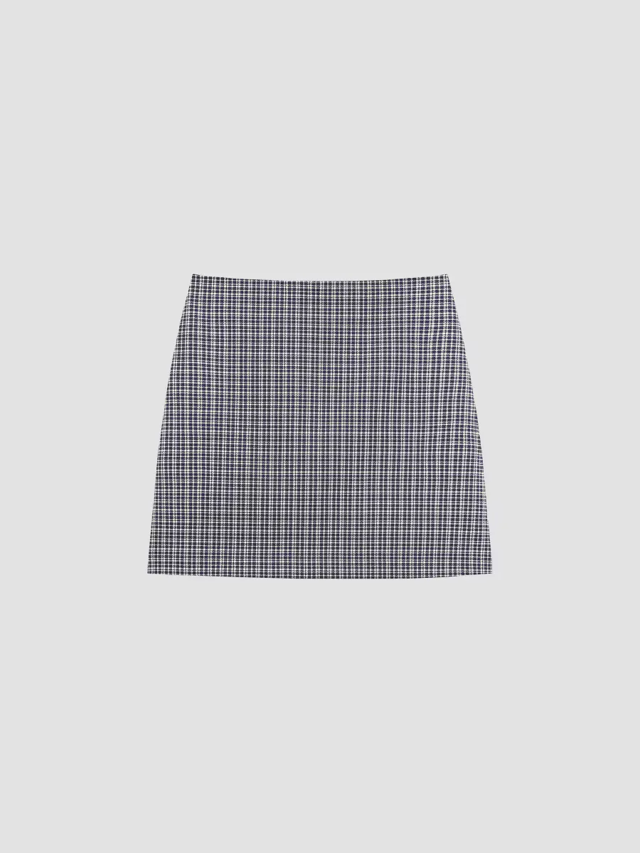 Plaid Knit A-Line Miniskirt