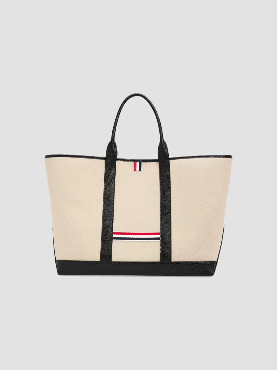 Medium Tool Canvas & Leather Tote Bag by Thom Browne