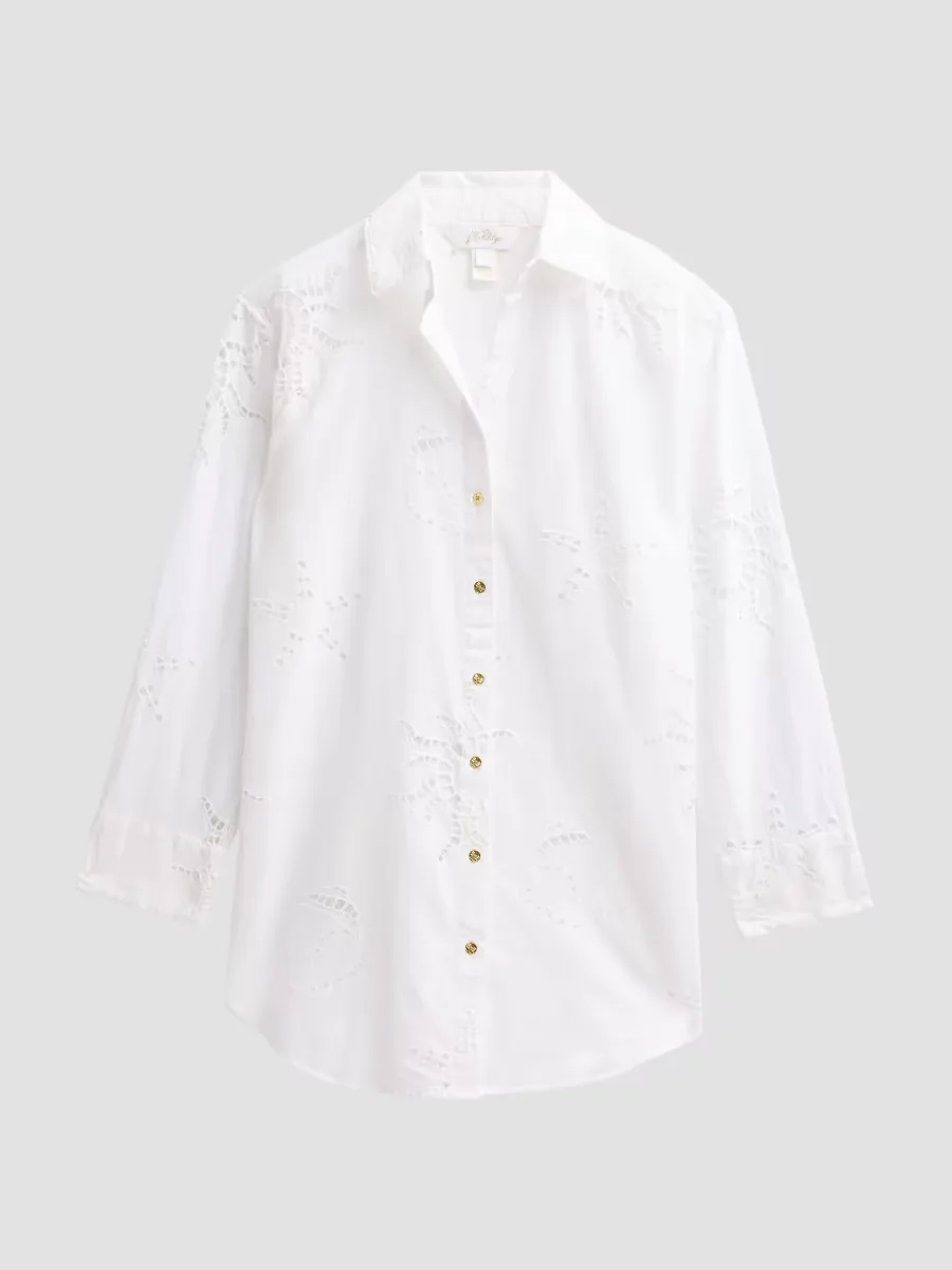 Kwitney Eyelet Cotton Cover-Up Shirt by Lilly Pulitzer