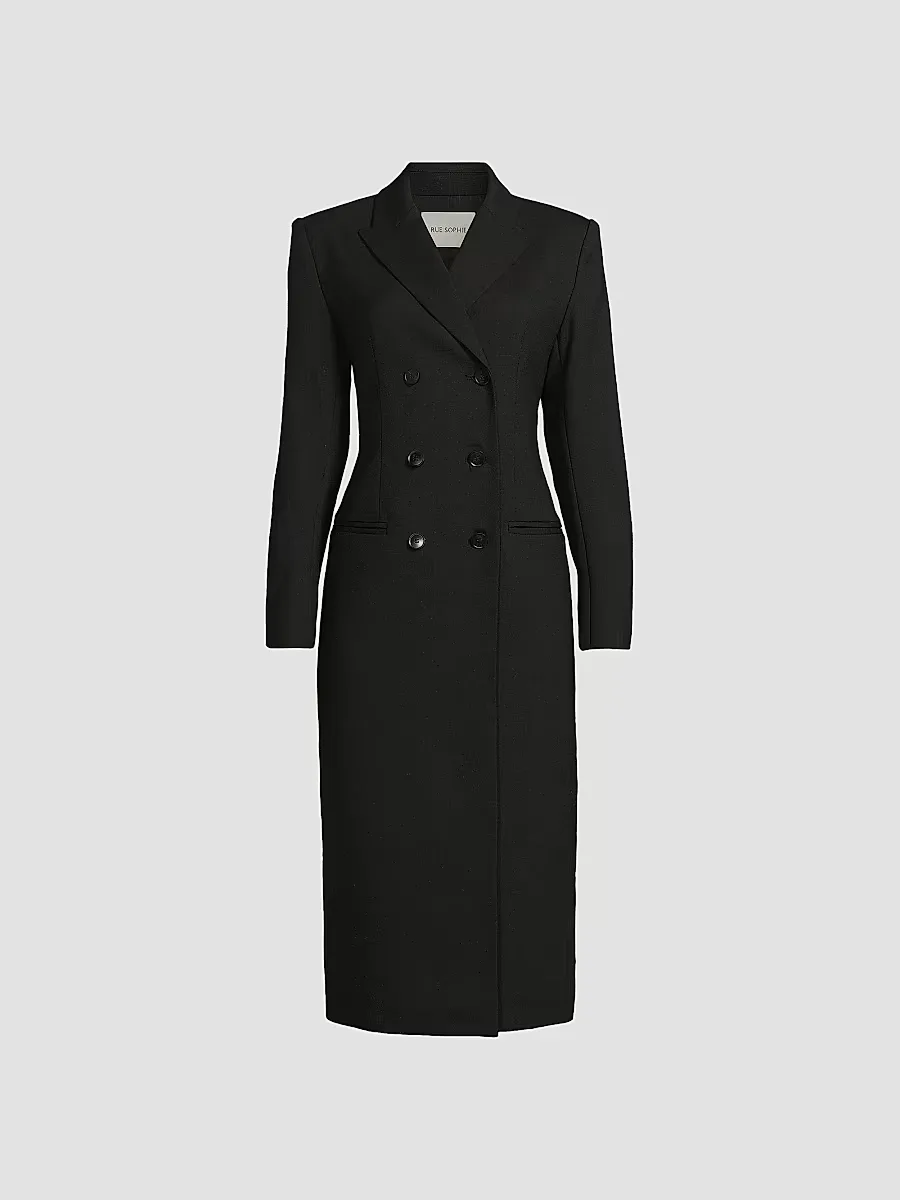 Lorde Stretch-Wool Double-Breasted Coat by Rue Sophie