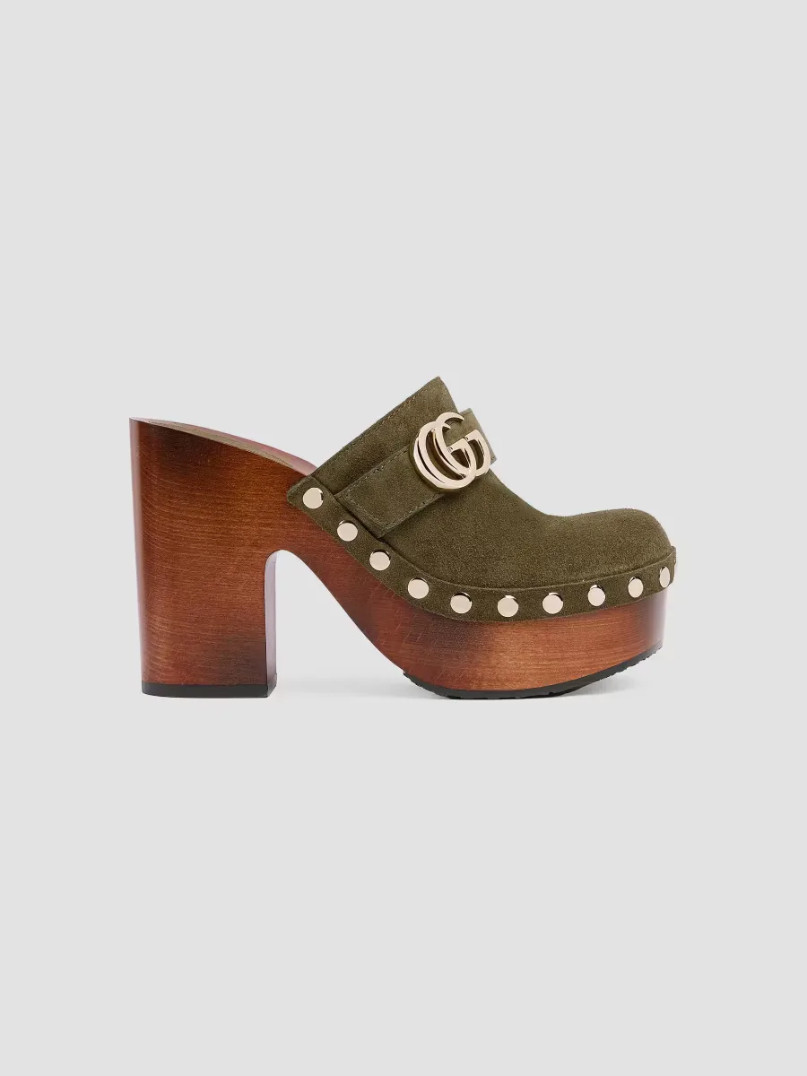 New Marmont GG 65MM Suede Clogs by Gucci