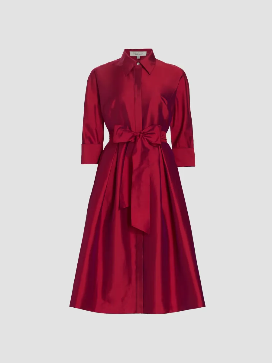 Silk Taffeta Shirtdress by Teri Jon