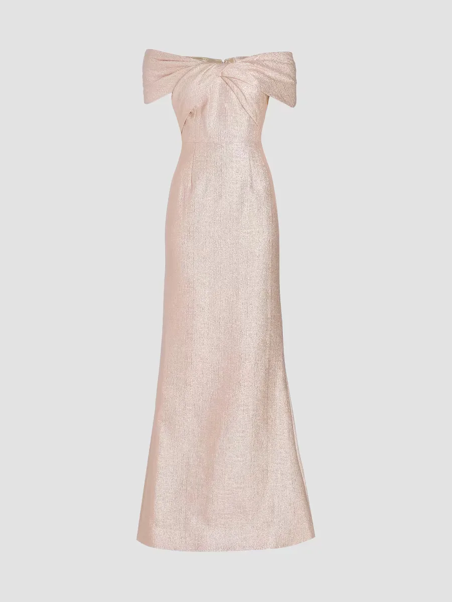 Off-The-Shoulder Metallic Gown by Teri Jon