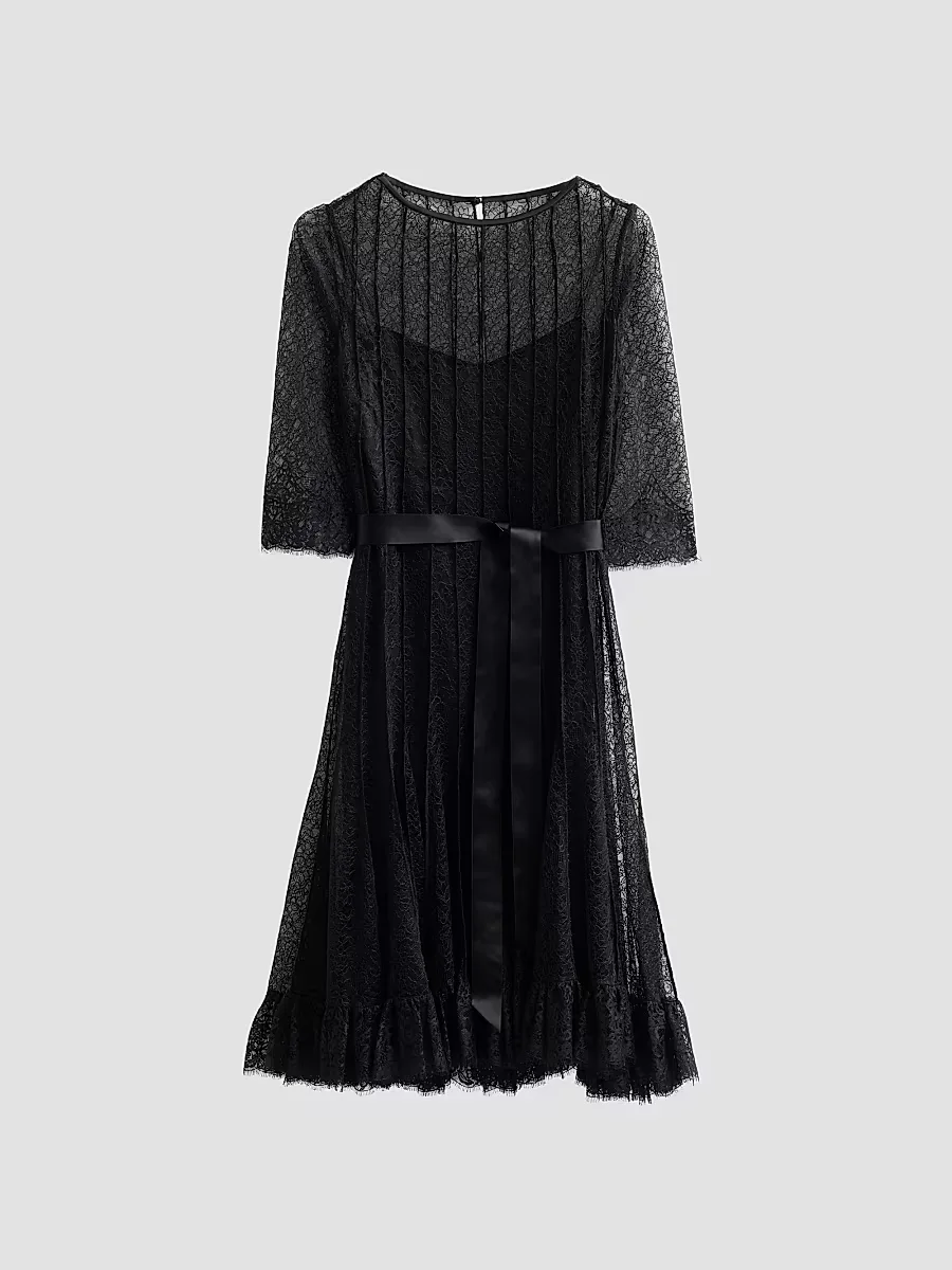 Pintuck Lace Cocktail Dress by Teri Jon