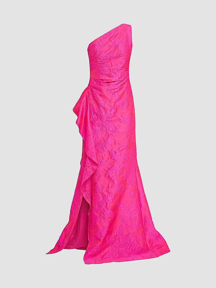 Ruffled One-Shoulder Sleeveless Gown