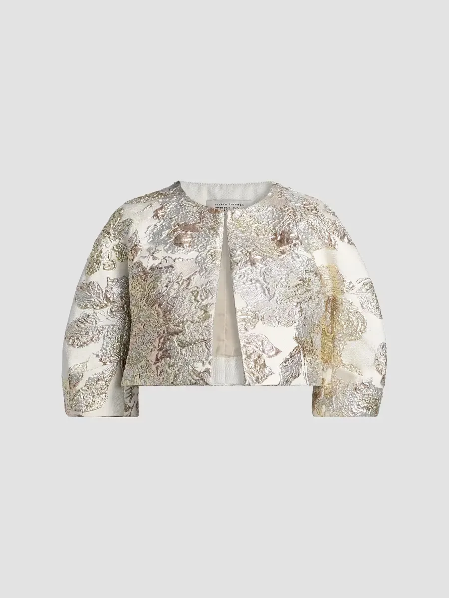 Metallic Jacquard Crop Bolero by Teri Jon