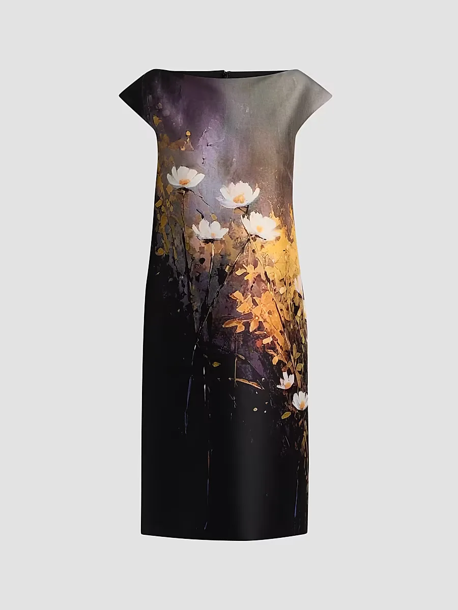 Mikado Wild Flower Knee-Length Dress by Teri Jon