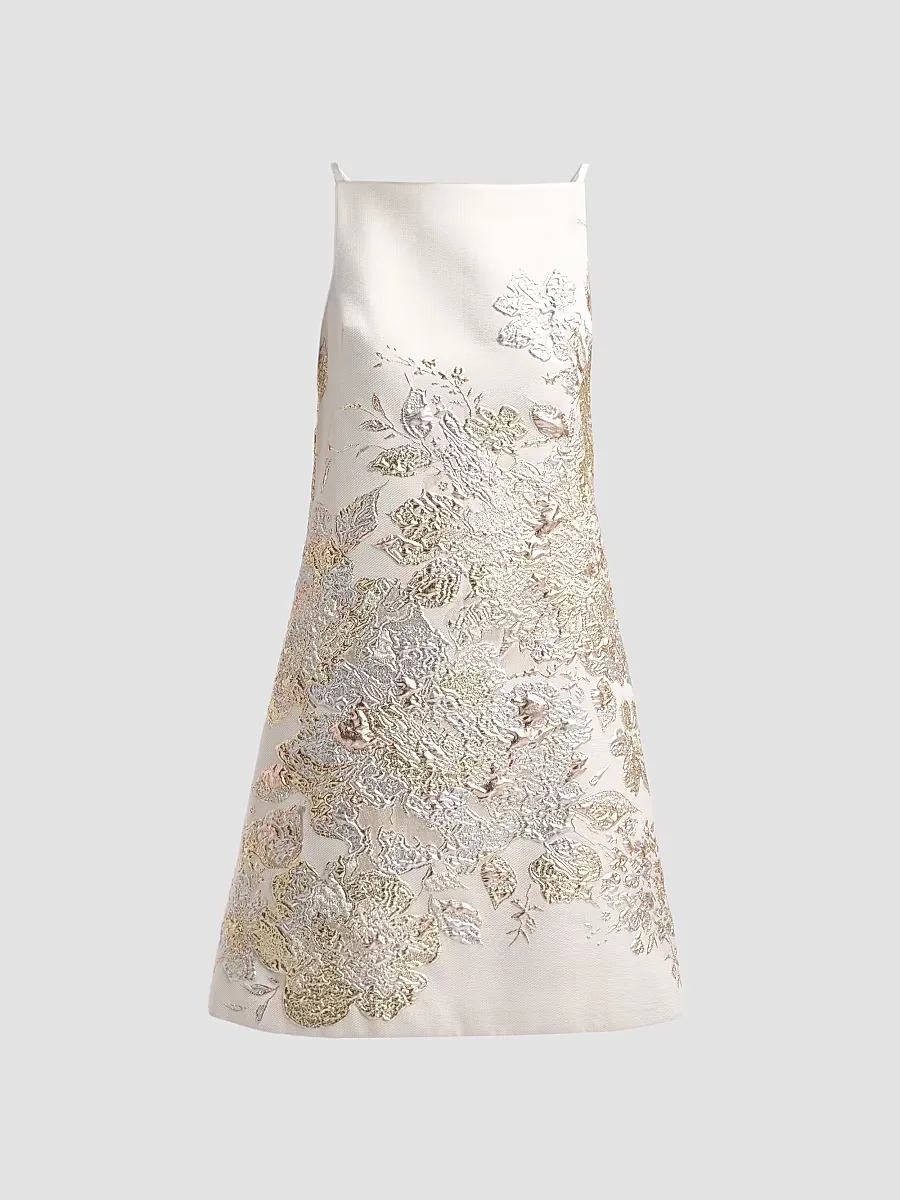 Metallic Jacquard Cocktail Dress