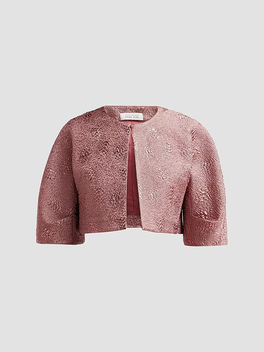 Metallic Jacquard Bolero Jacket by Teri Jon