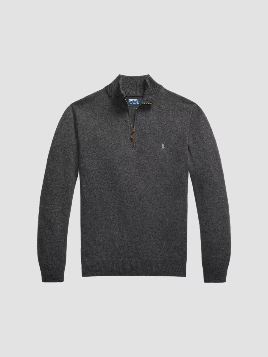Logo Wool Quarter-Zip Sweater by Polo Ralph Lauren