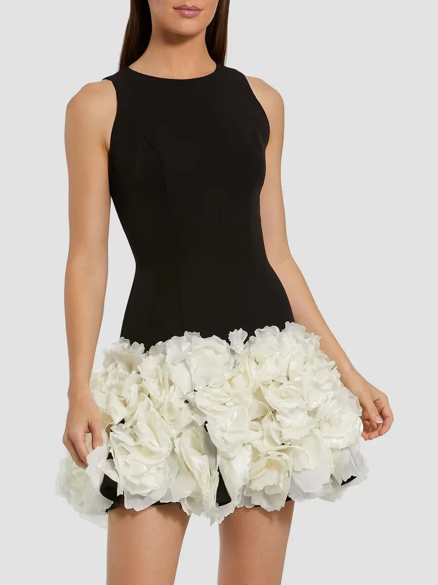 Mac Duggal Floral-Appliquéd Crepe Minidress