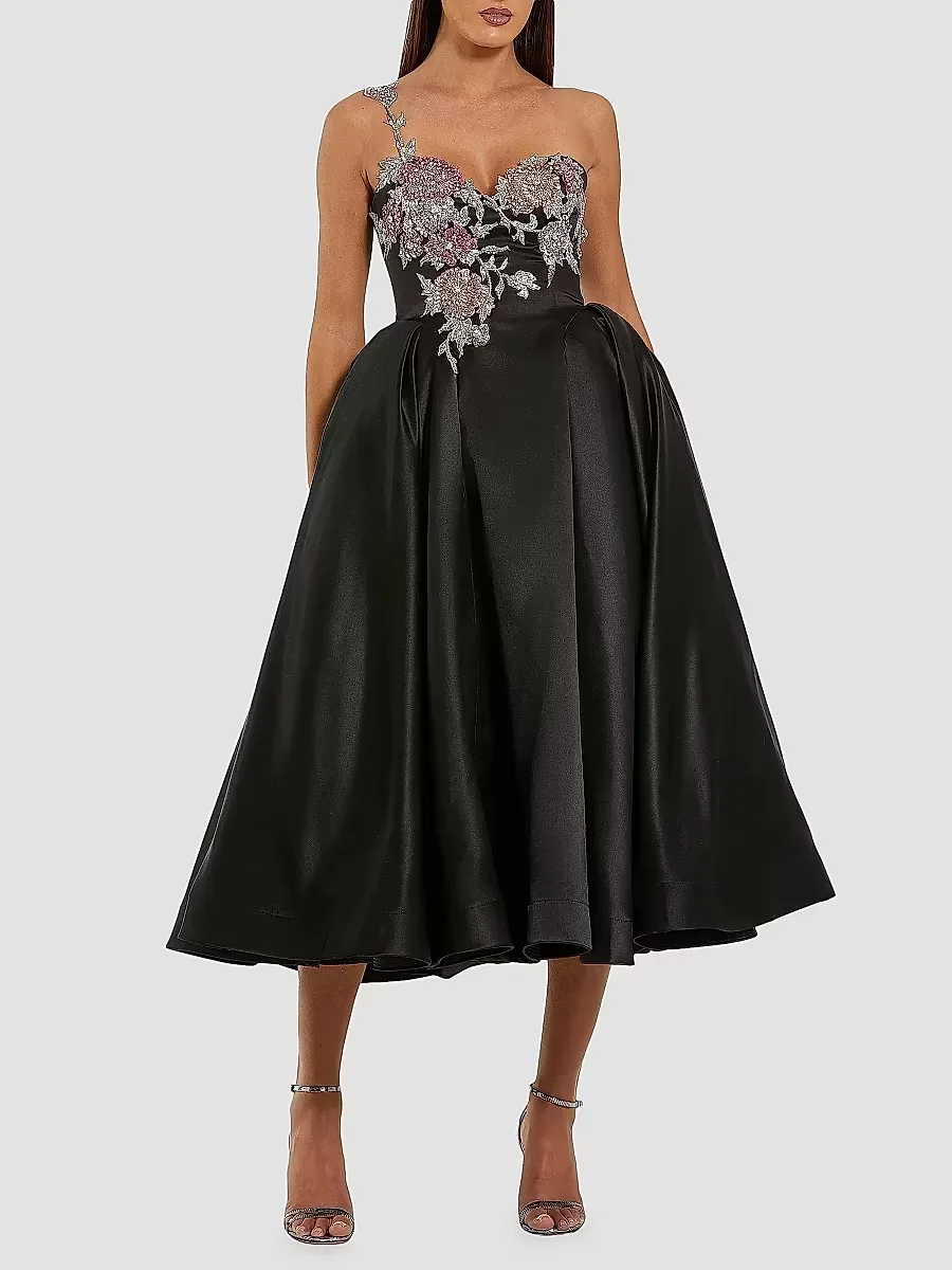 Mac Duggal Cocktail Satin Fit & Flare Midi-Dress by M.A.C.