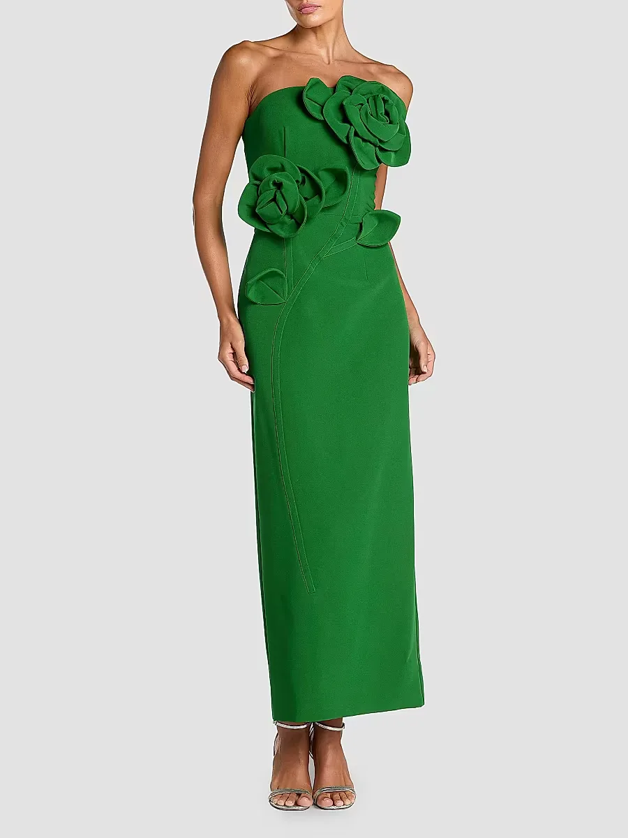 Mac Duggal Floral Embellished Crepe Strapless Maxi Dress by M.A.C.