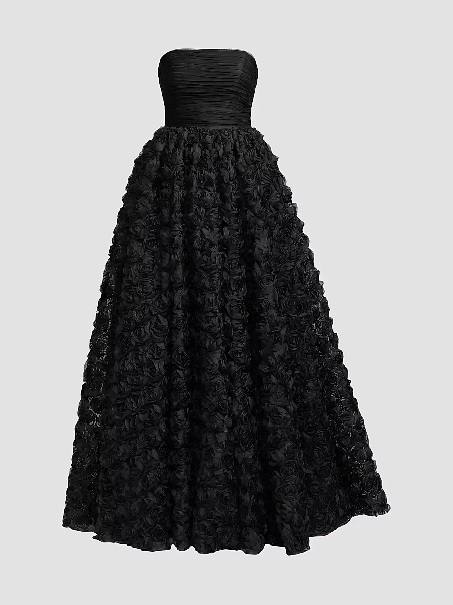 Mac Duggal Strapless Rosette Lace Ballgown by M.A.C.