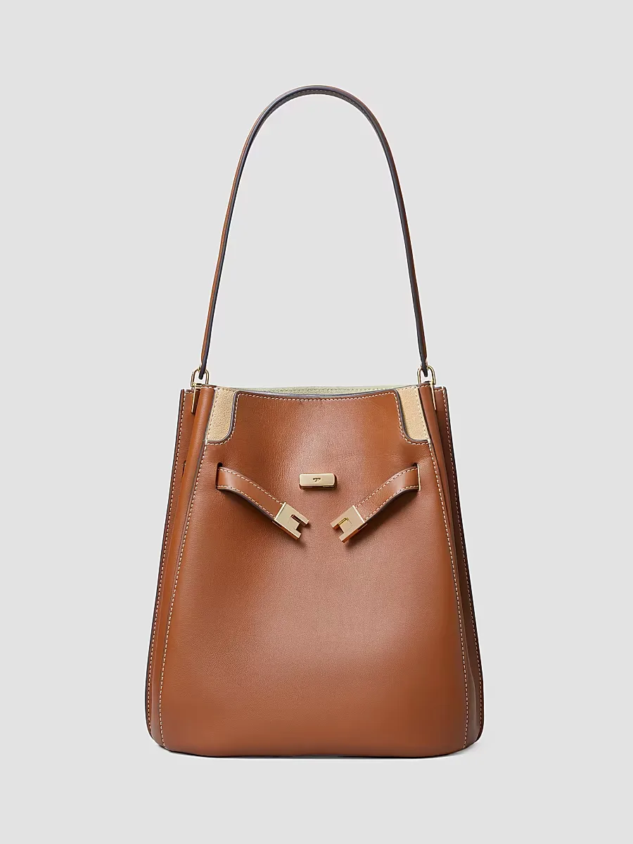 Lee Radziwill Leather Bucket Bag by Tory Burch