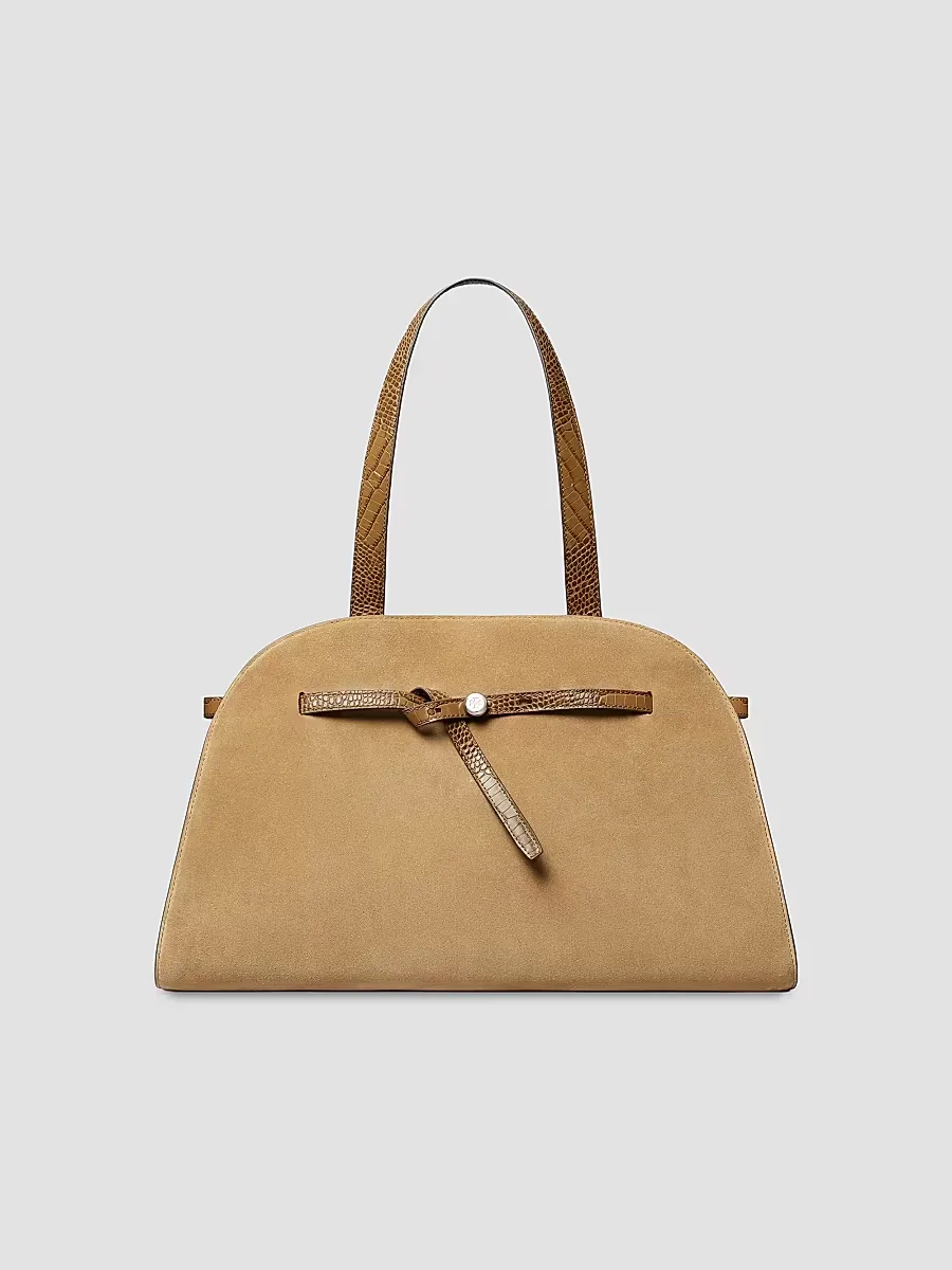 Romy Large Suede Shoulder Bag - Stone by Tory Burch