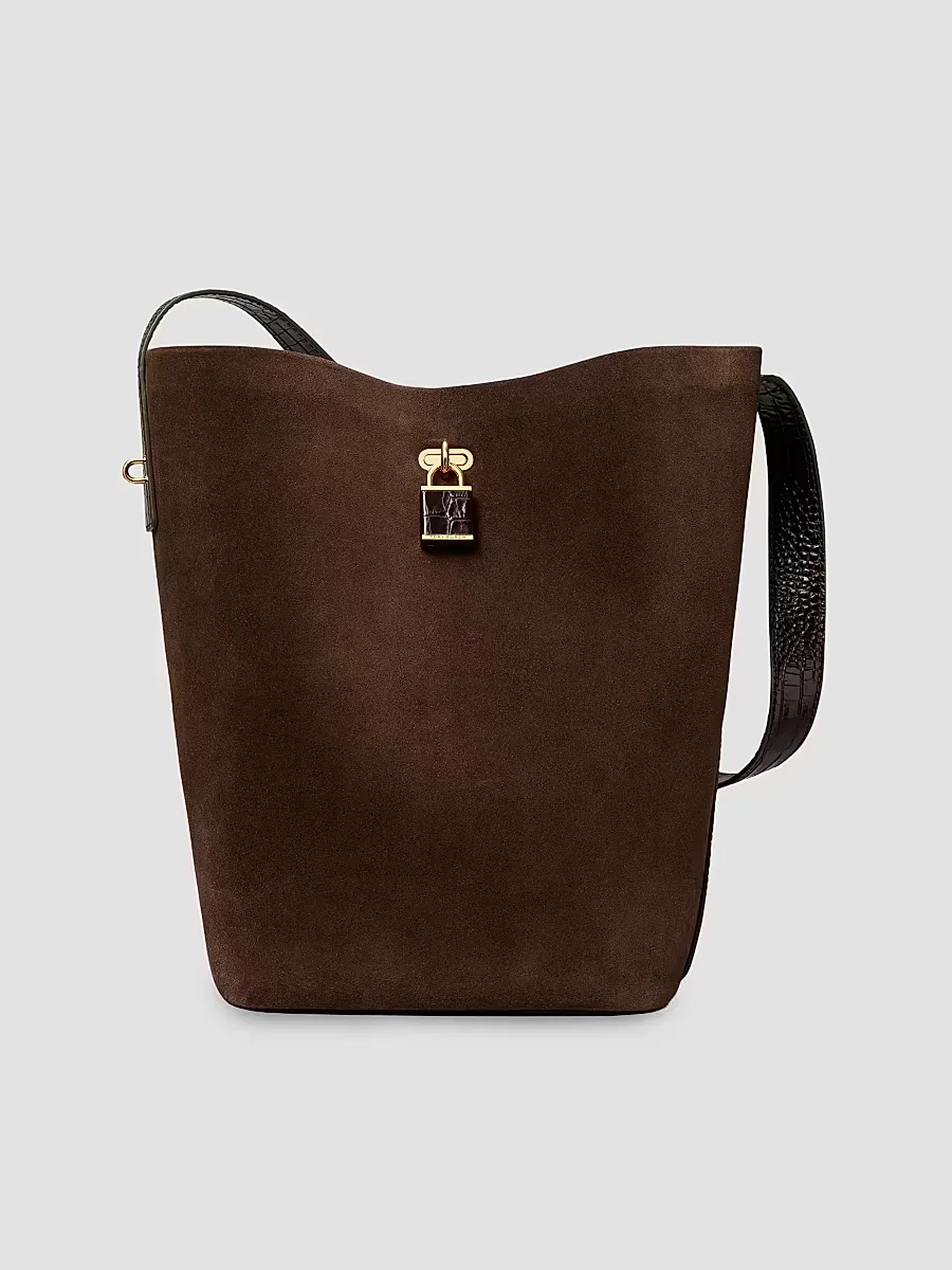 Lock Suede Bucket Bag by Tory Burch