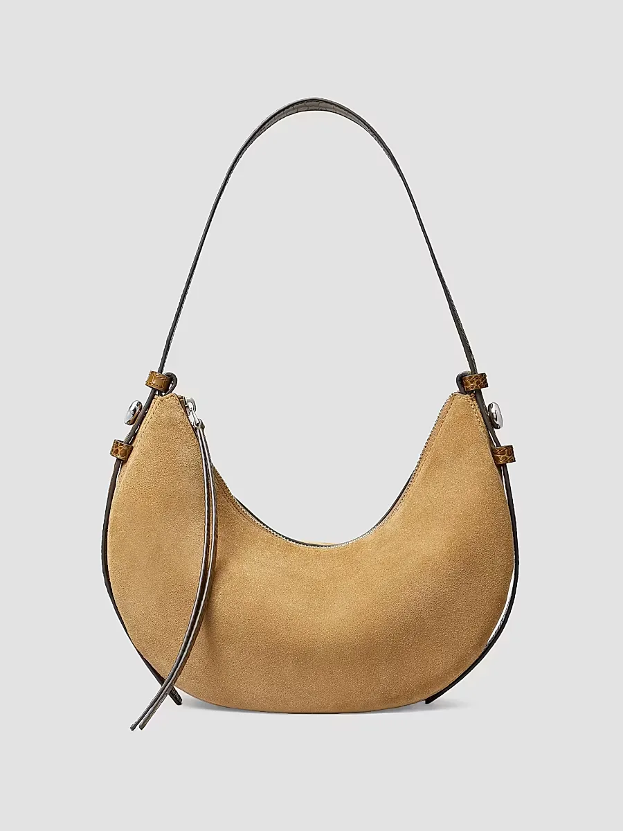 Romy Suede Half Moon Shoulder Bag - Stone by Tory Burch