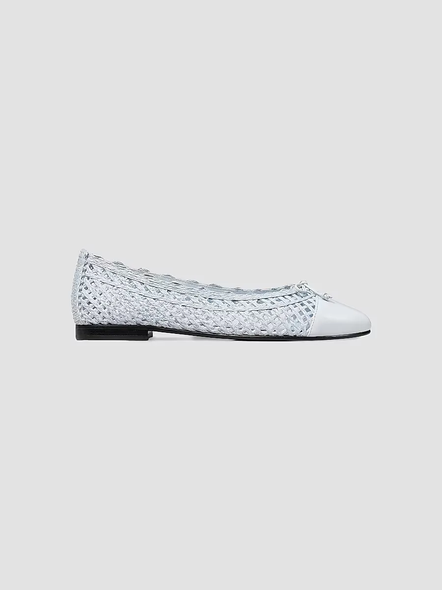 Woven Leather-Blend Ballet Flats