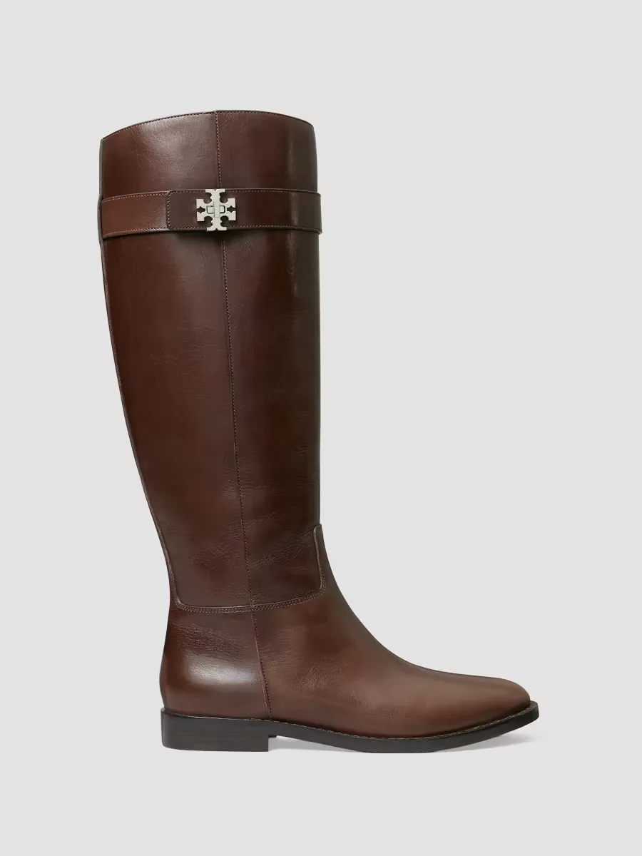Turnlock Leather Riding Boots by Tory Burch