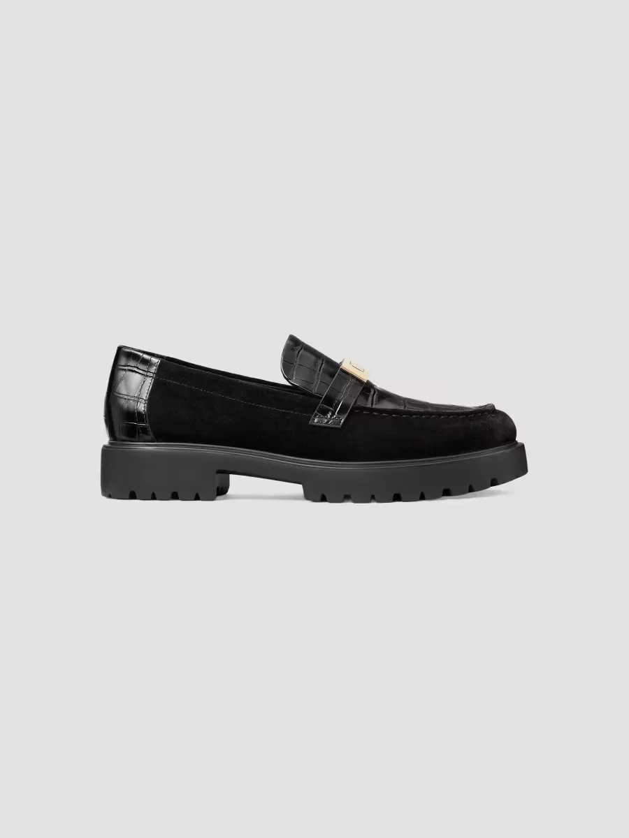 Leelee Croc-Embossed Leather Loafers by Tory Burch