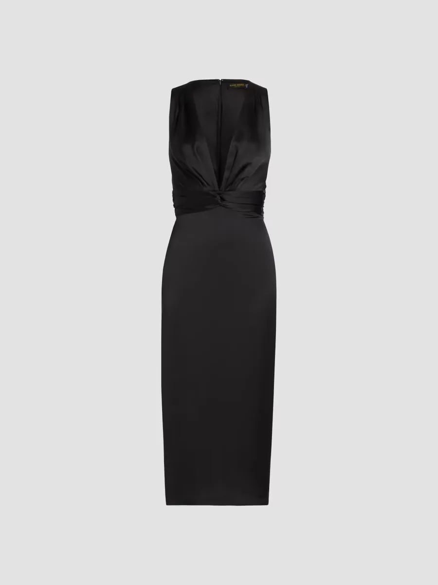 Talon Satin Plunge Midi-Dress