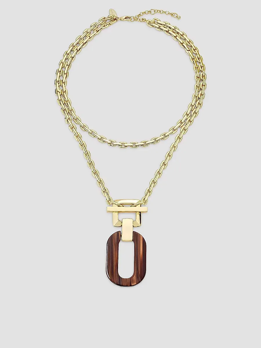 Lucia Goldtone & Resin Pendant Necklace