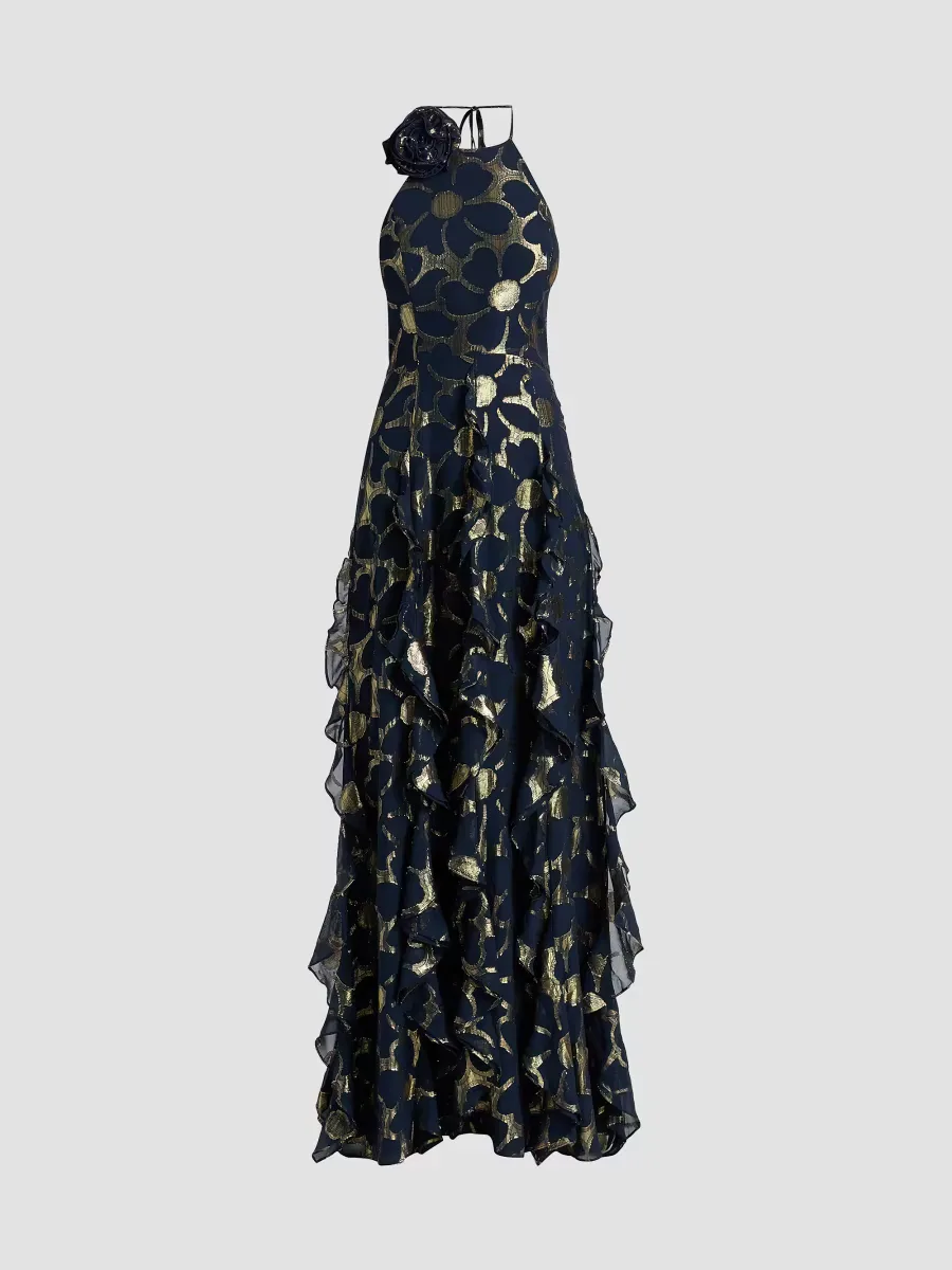 Idella Daisy Metallic Jacquard Gown by Ramy Brook