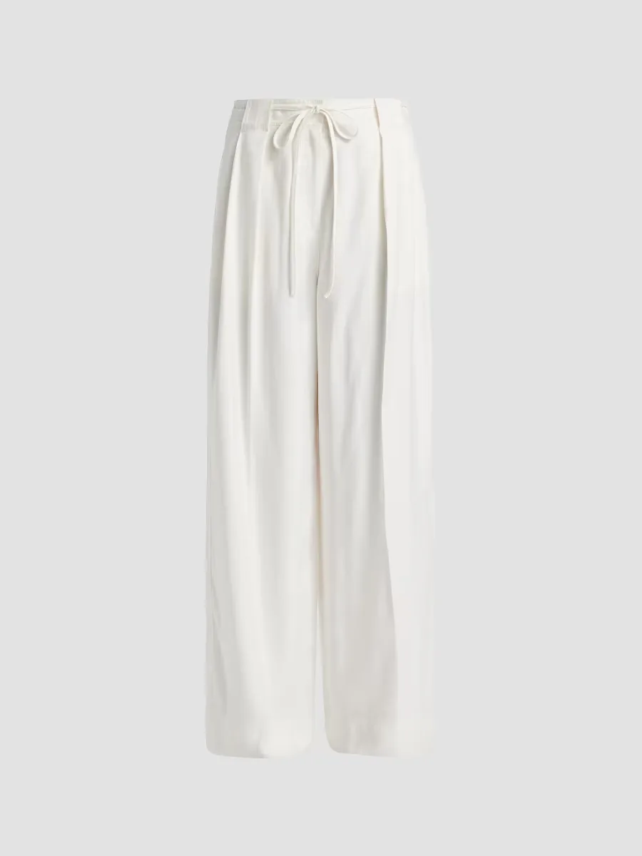 Archer Twill Wide-Leg Self-Belt Pants by Derek Lam