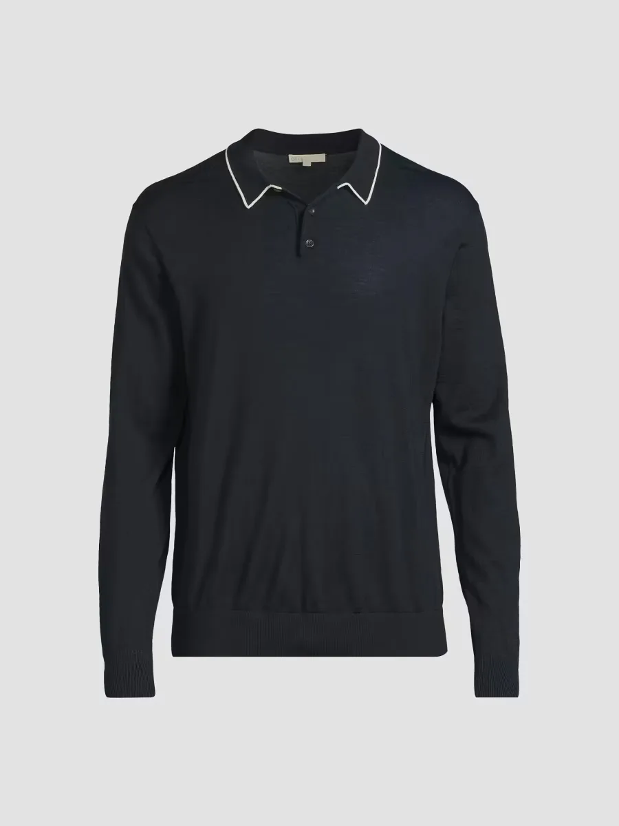 Merino Wool Long-Sleeve Polo Shirt by Onia