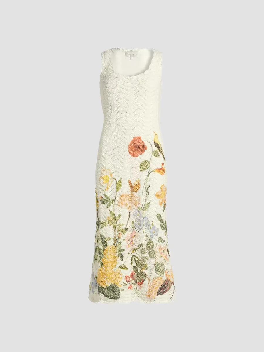 Orel Floral-Printed Crochet Midi-Dress by Cara Cara