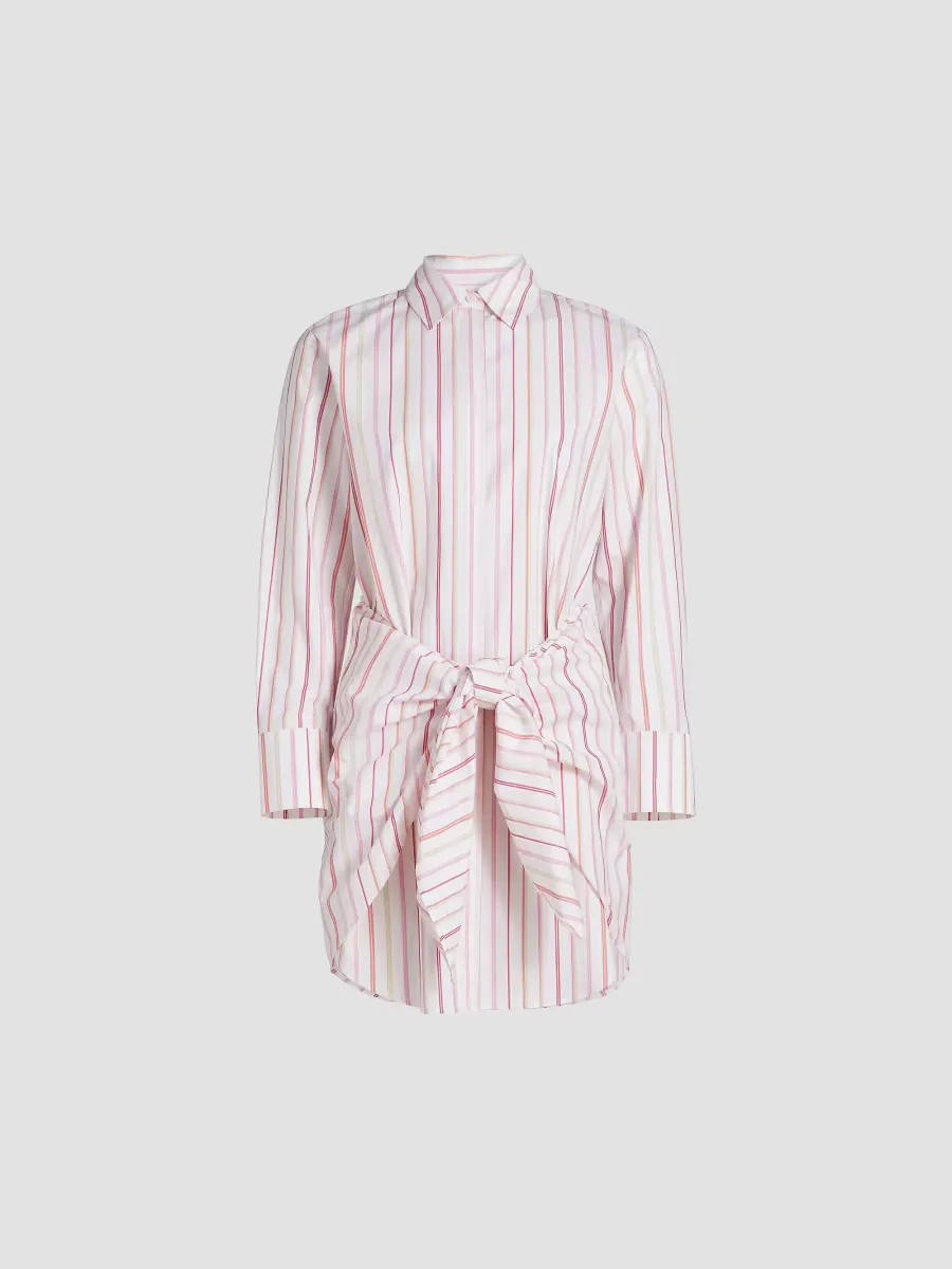 Trish Striped Tie-Front Mini Shirtdress by Derek Lam