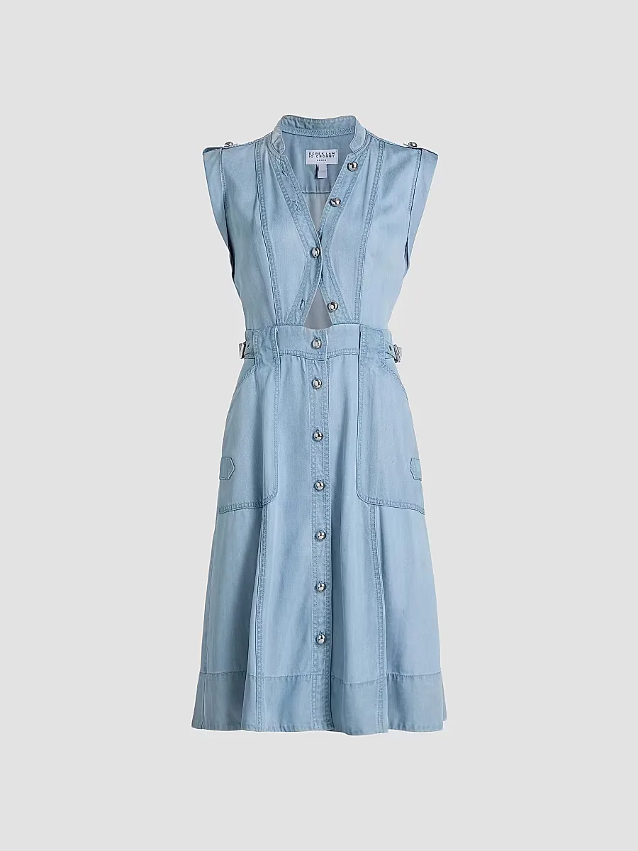 Penelope Denim Button-Front Midi-Dress by Derek Lam