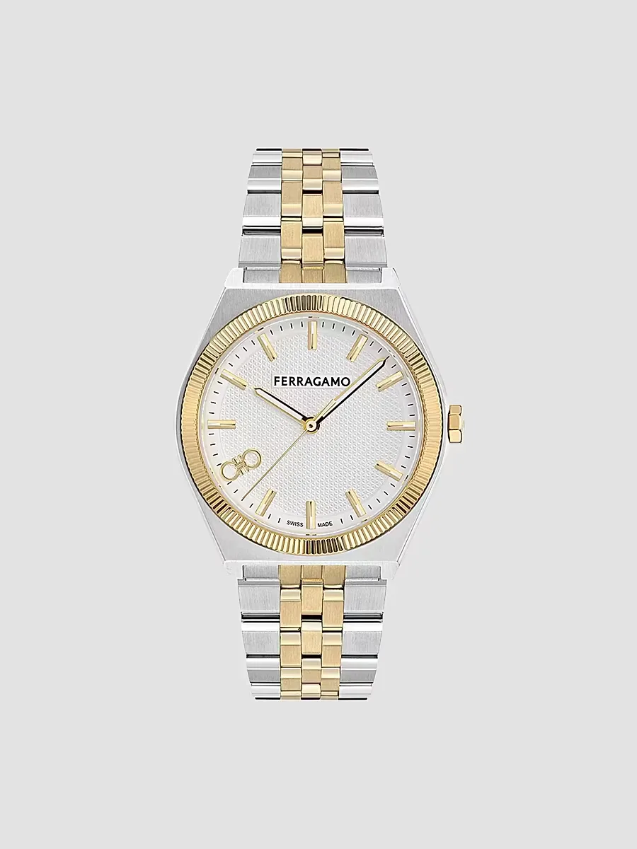 Vega New 40MM Two-Tone Bracelet Watch by Ferragamo
