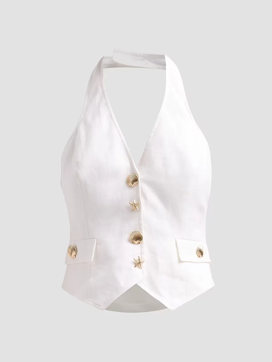 Prescott Halterneck Linen Top by Cara Cara