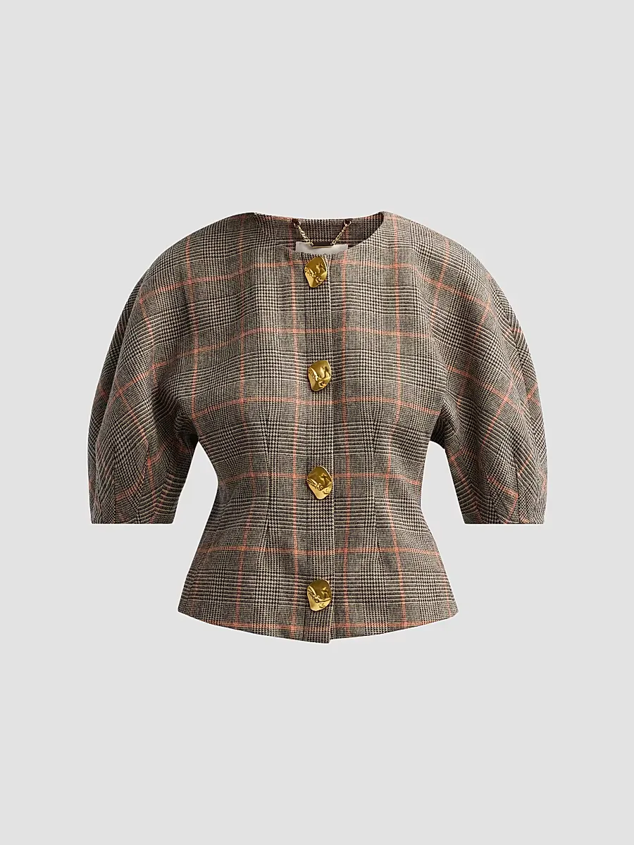 Fletcher Check Wool Top by Cara Cara