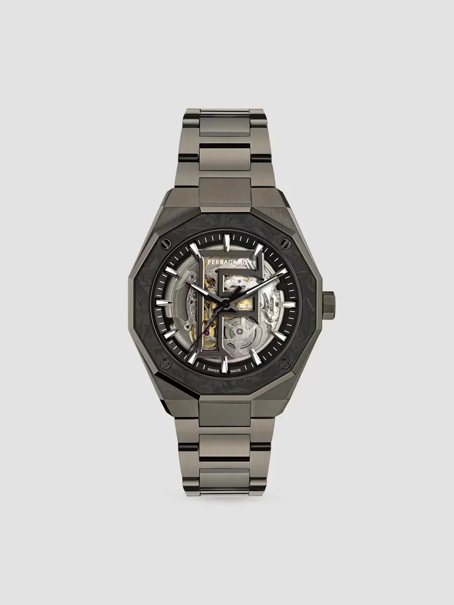 Edge Skeleton Gunmetal IP & Stainless Steel Bracelet Watch 42MM