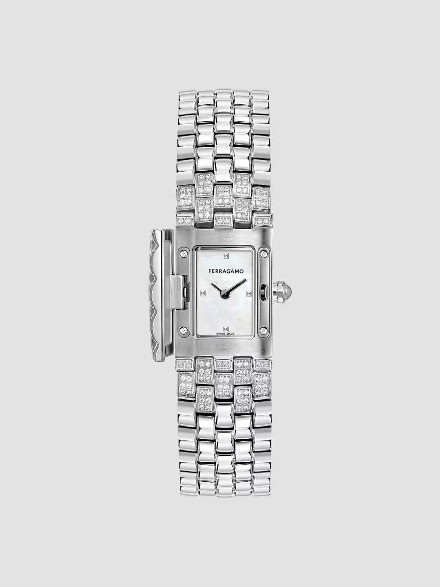 Ferragamo Secret Stainless Steel & 0.84 TCW Diamond Bracelet Watch 18.5MM x 30MM by Ferragamo