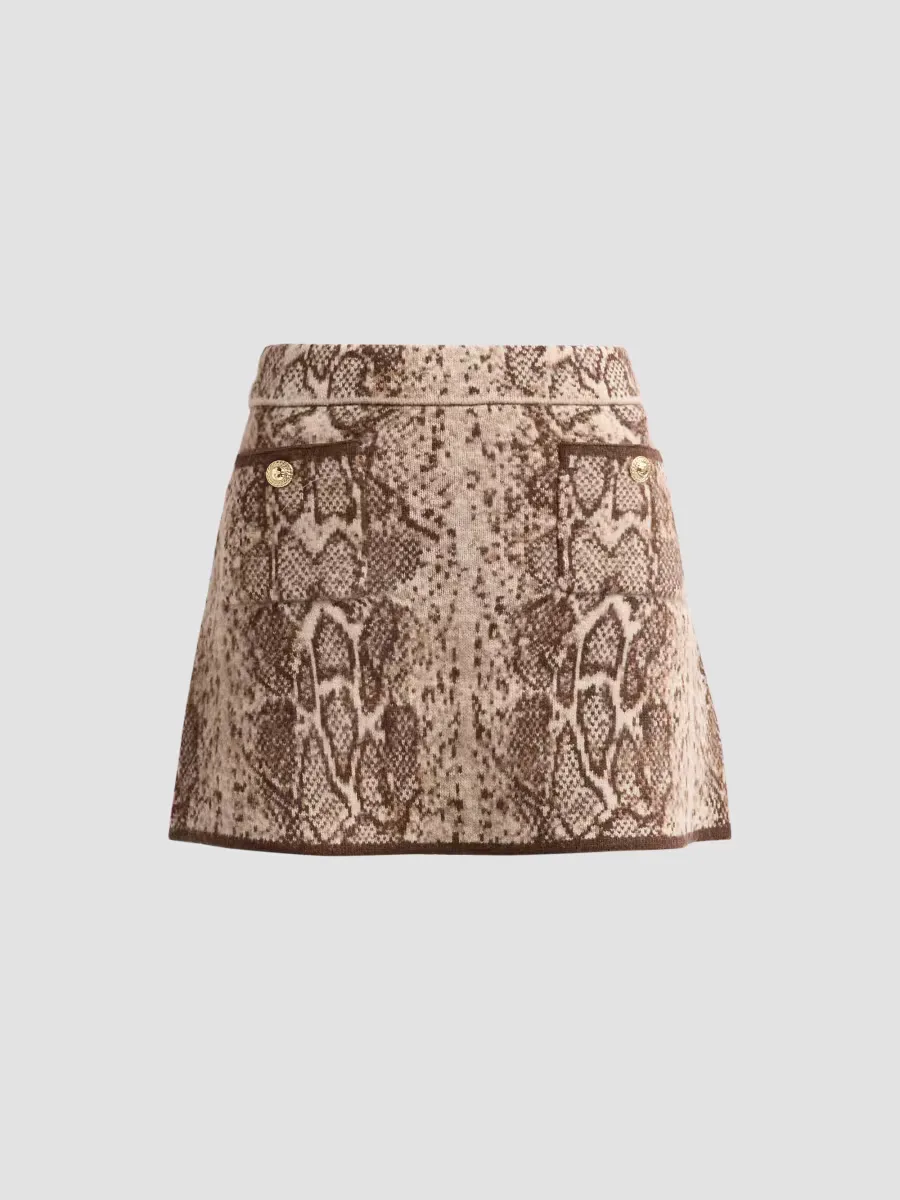 Dayton Brushed Wool Jacquard Mini Skirt by Cara Cara
