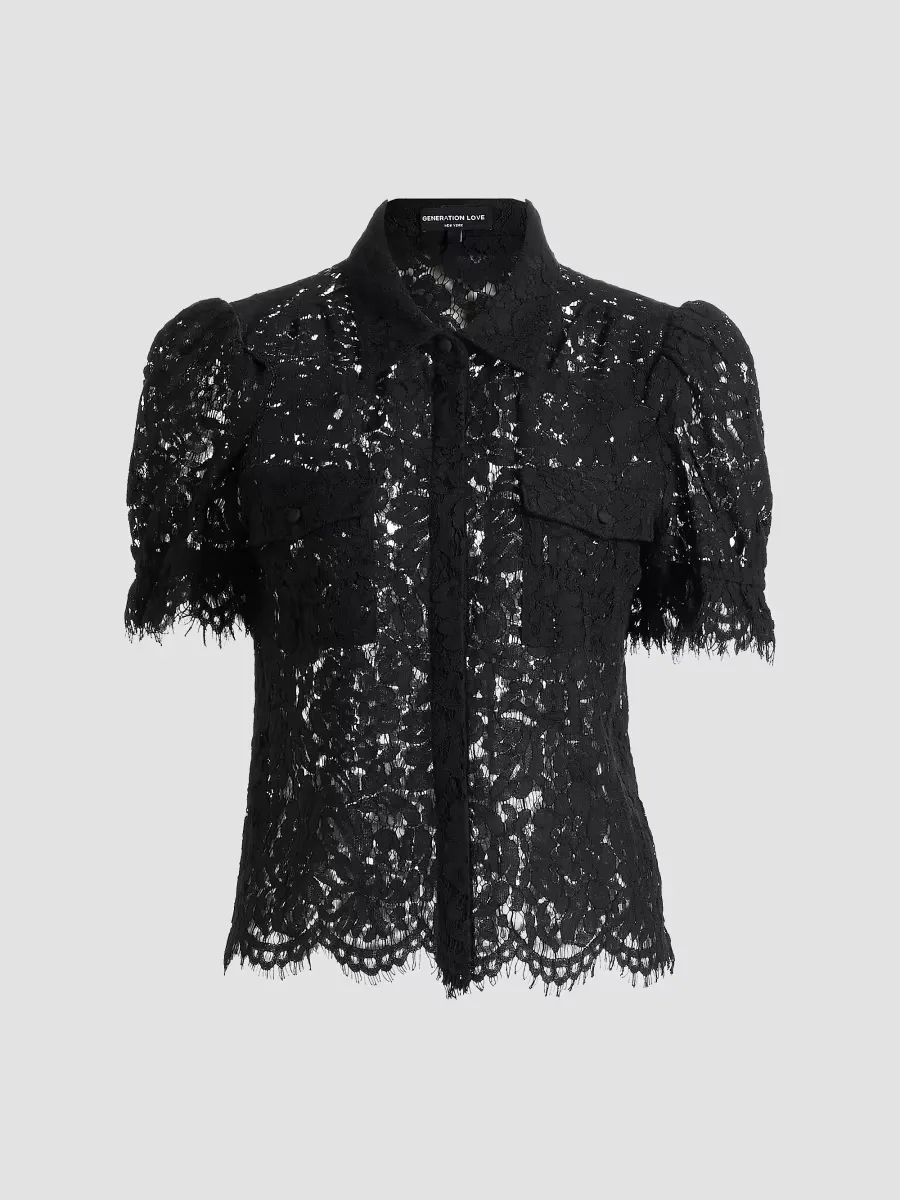 Mina Lace Button-Front Top by Generation Love