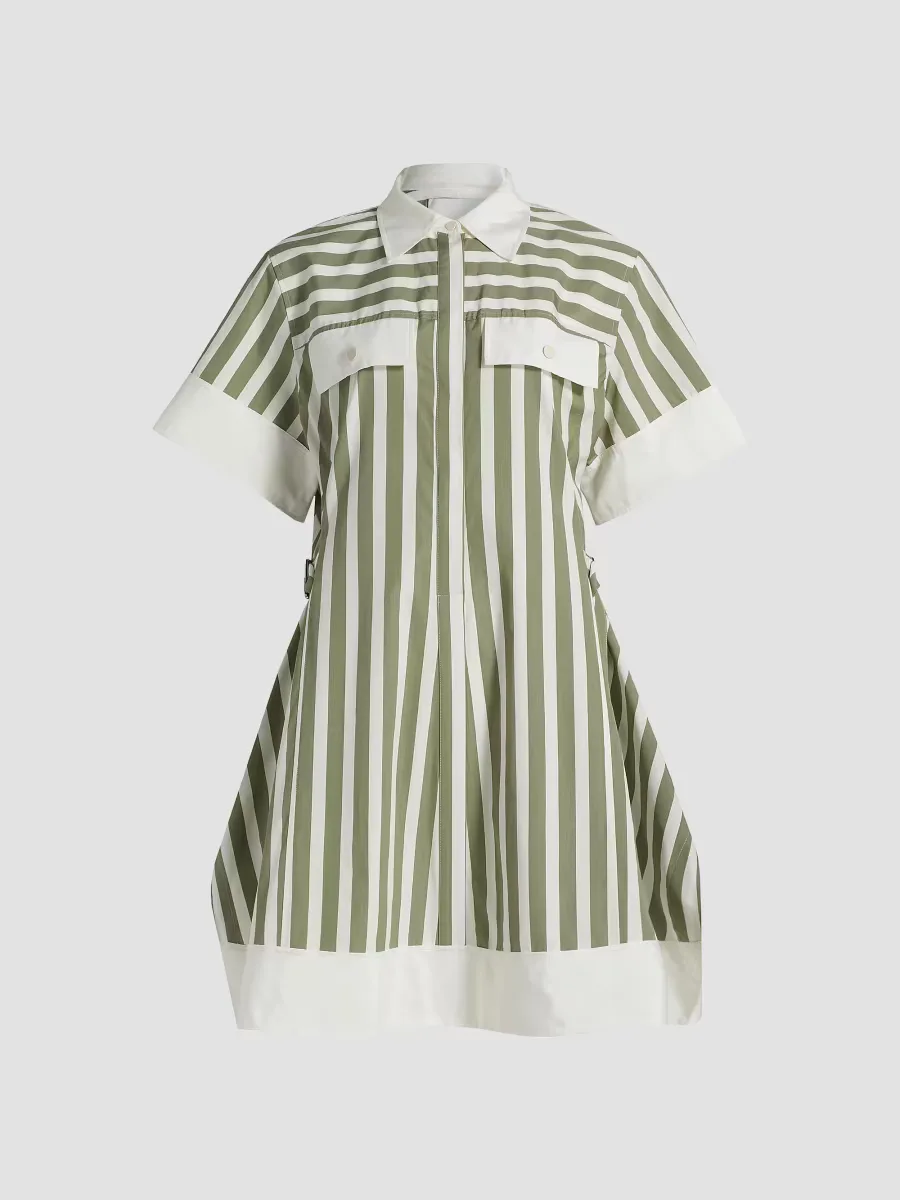 Striped Cotton-Silk Shirt Dress