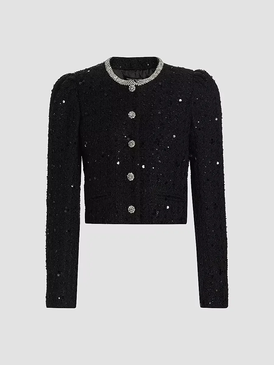 Chiara Crystal-Embellished Tweed Jacket