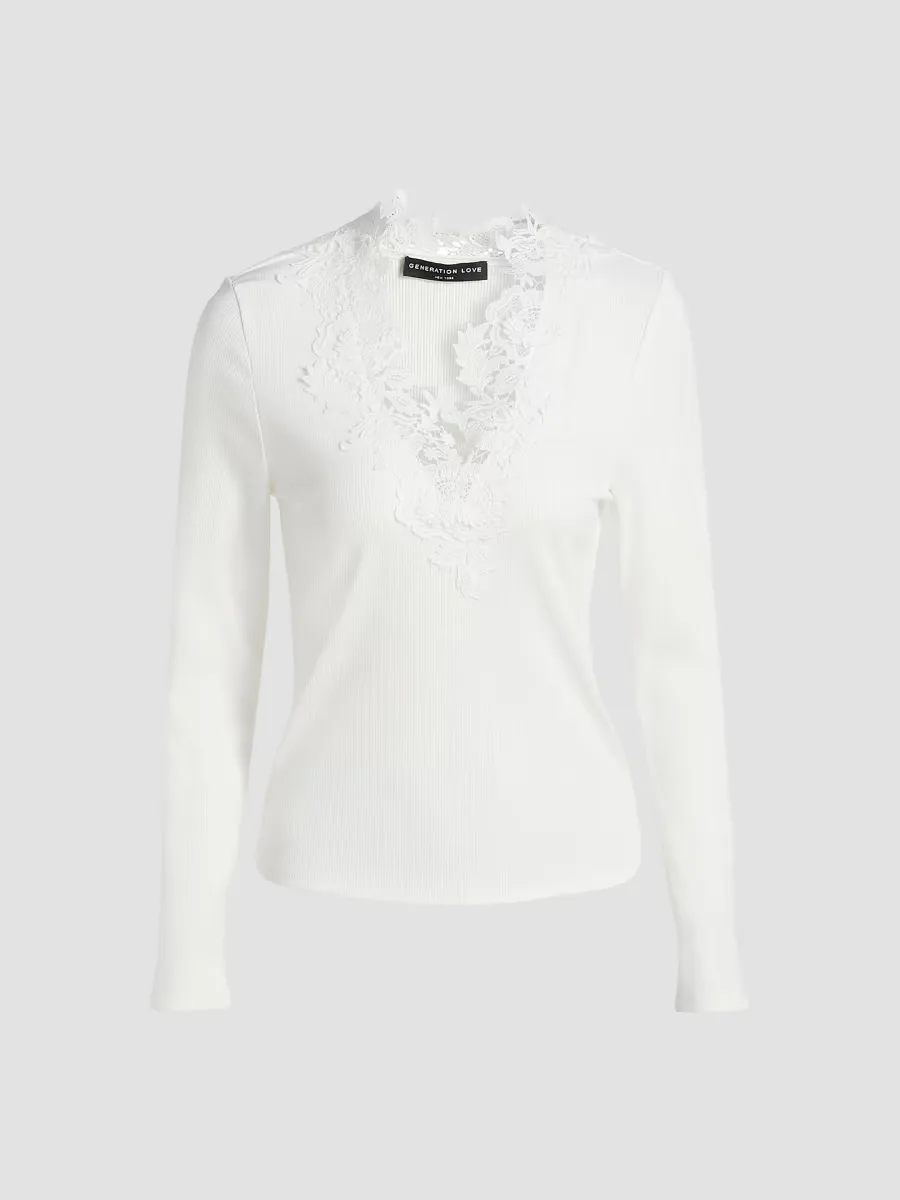 Piper Lace-Trim Top by Generation Love