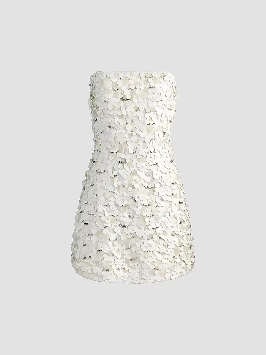 Katia Sequined Strapless Lantern Mini Dress