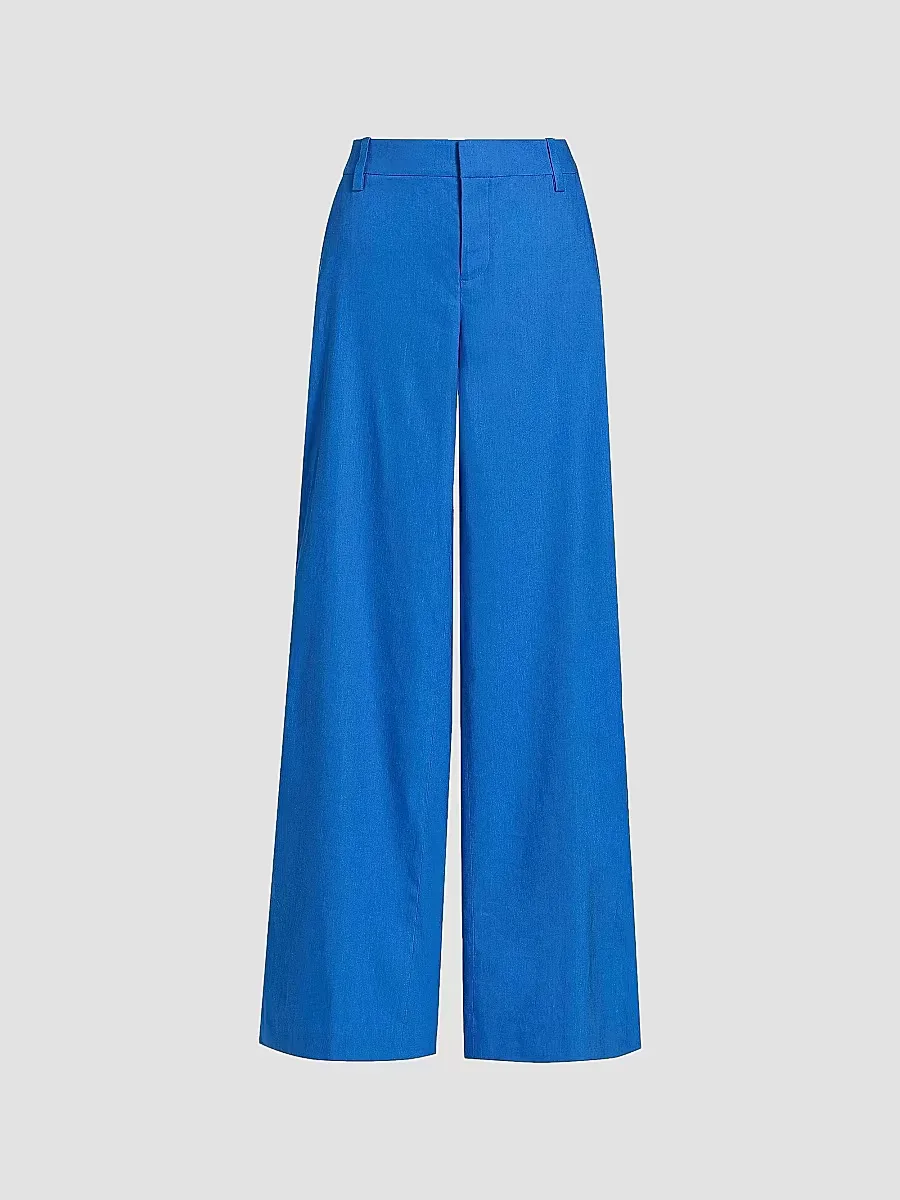 Stu Linen-Blend Low-Rise Baggy Pants by Alice + Olivia