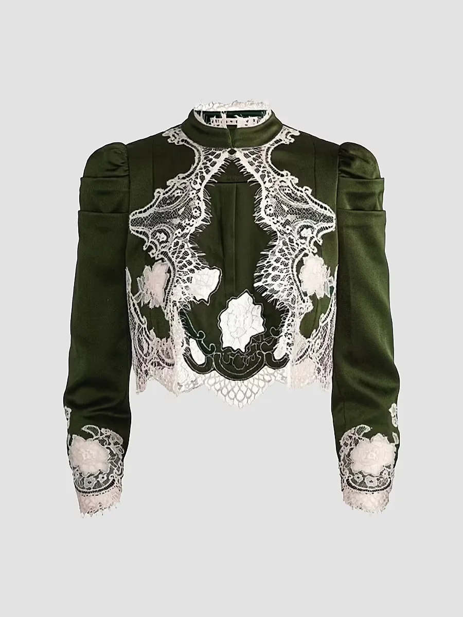 Thomasina Lace-Trim Crop Jacket by Alice + Olivia