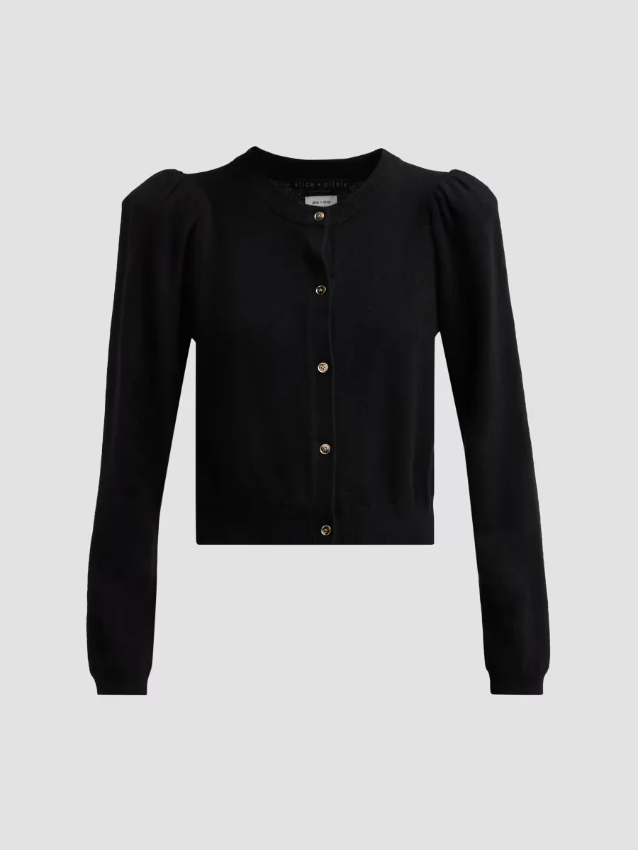 Dollie Puff-Sleeve Cardigan by Alice + Olivia