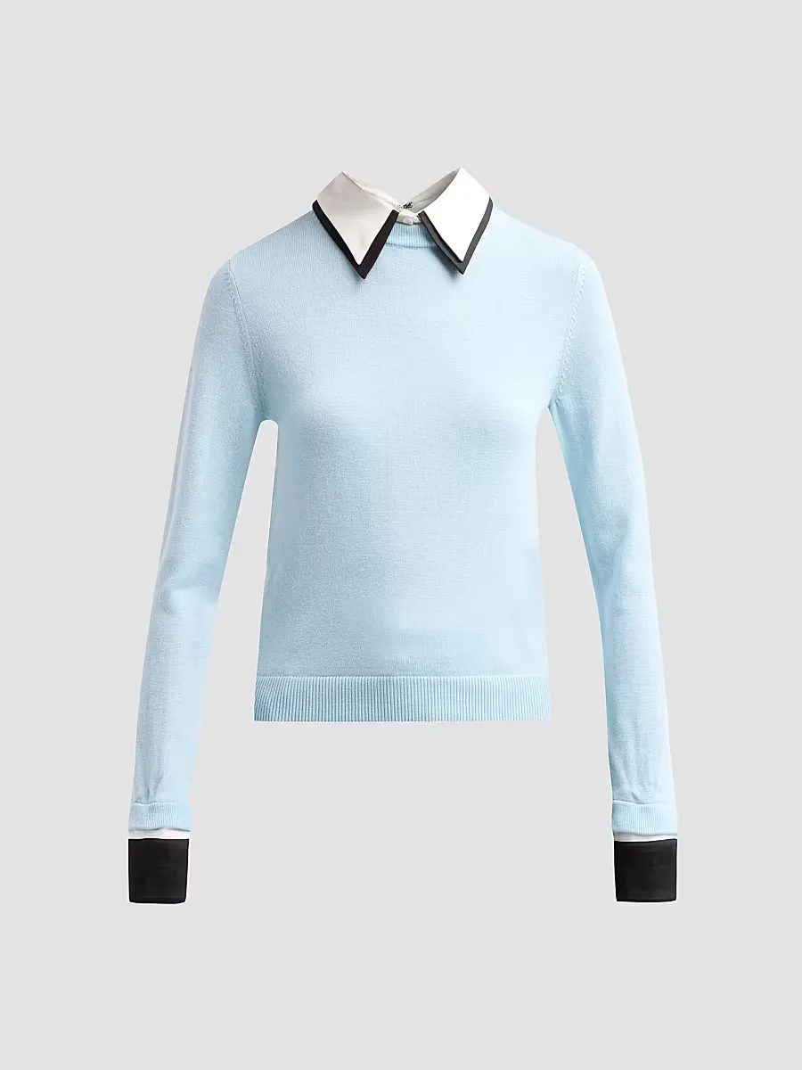 Porla Double Collar Sweater by Alice + Olivia