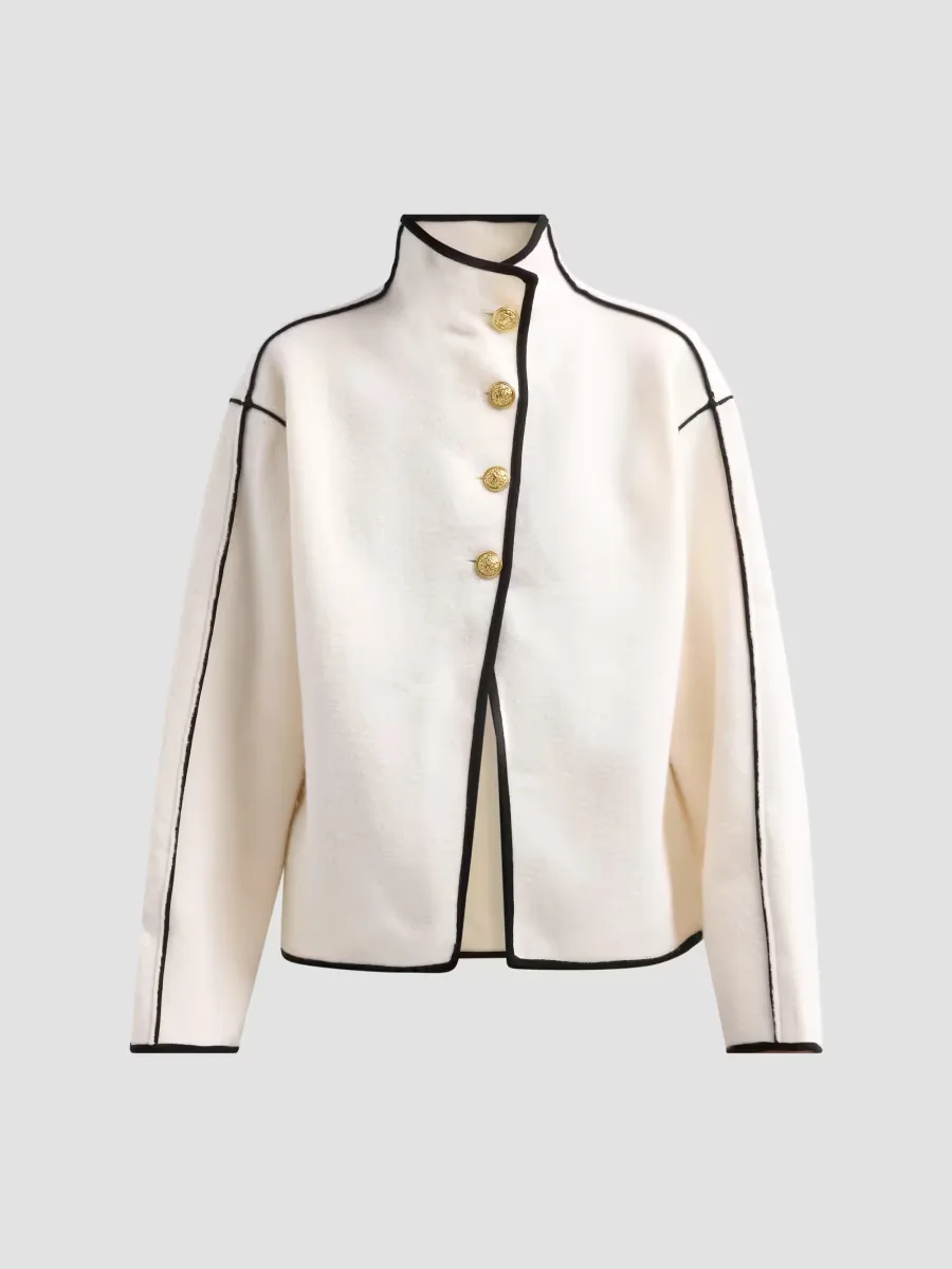 Pearson Contrast-Trim Wool Sweater Jacket by Alice + Olivia