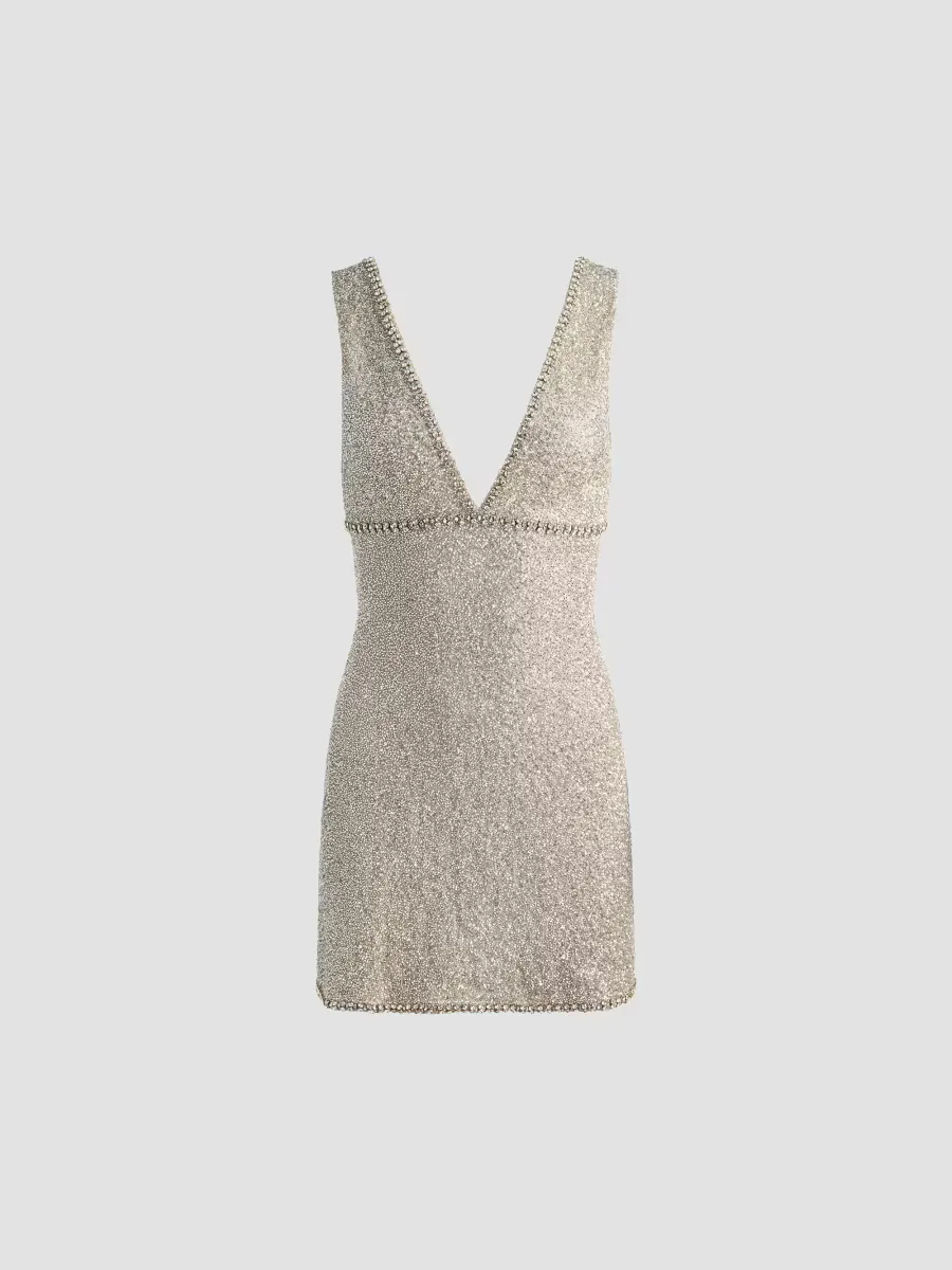 Mandy Embellished Plunging V-Neck Mini Dress by Alice + Olivia